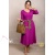 Rochie Olivia din jerse de bumbac magenta cu maneca 3/4 si detalii animal print
